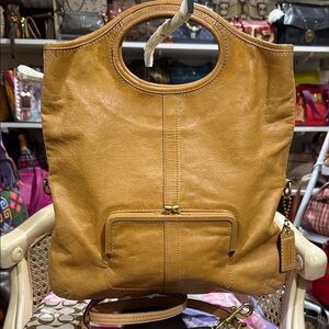 COACH ERGO Ltd Ed CAMEL TAN CONVERTIBLE TATTERSALL TOTE PURSE BAG SATCHEL RARE!